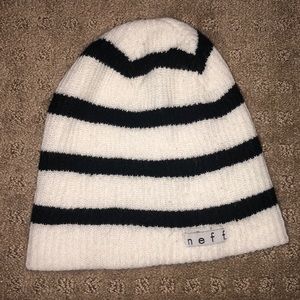 STRIPED BLACK AND WHITE NEFF BEANIE